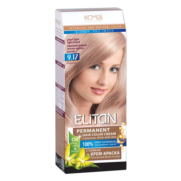ELITAN permanentná krémová farba na vlasy 9.17- Pearl Light Light Blond