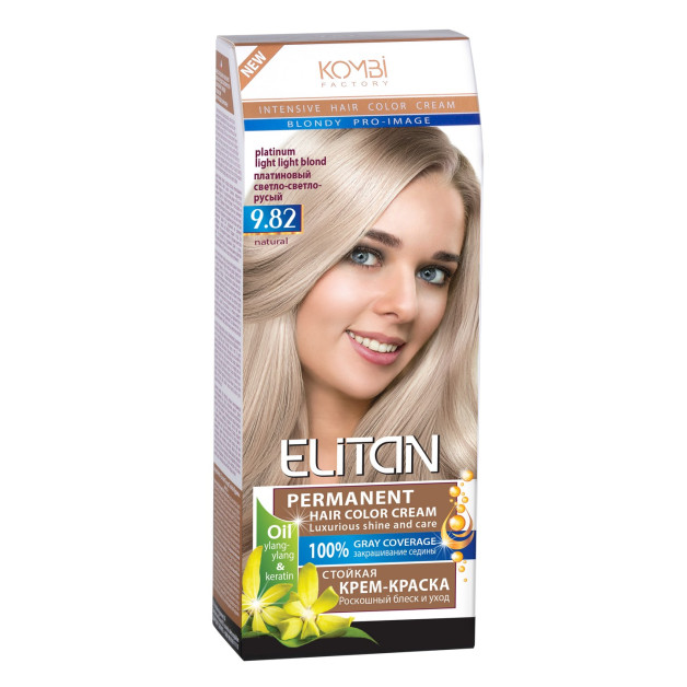 ELITAN permanentná krémová farba na vlasy 9.82 -Platinum Light Blond 