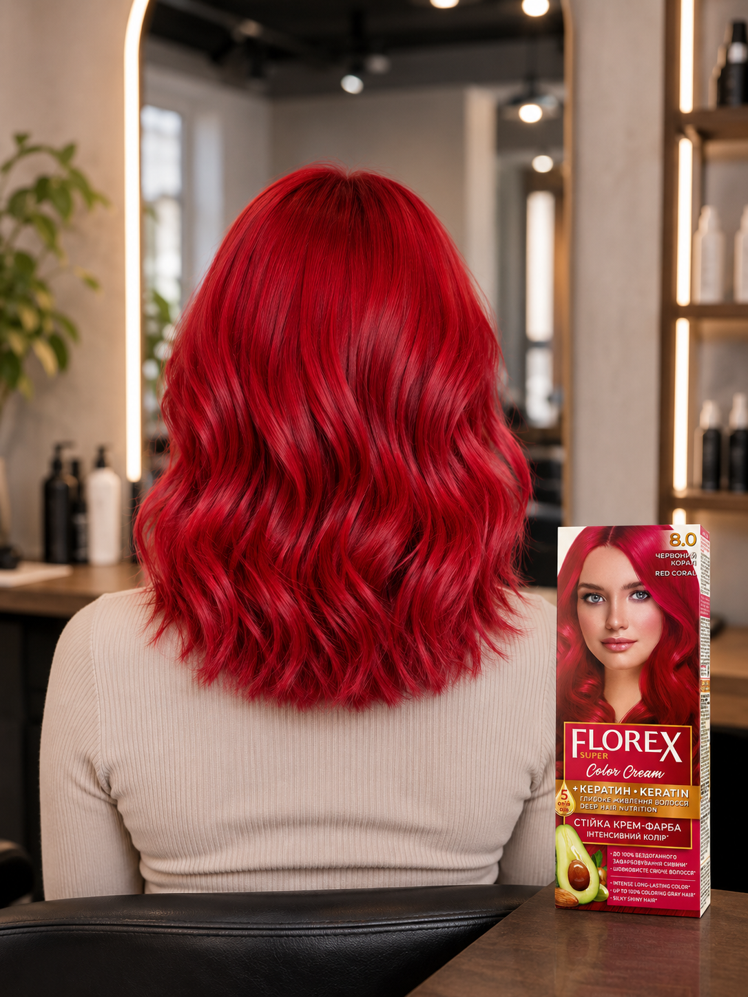 FLOREX permanentná  farba na vlasy  8.0 RED CORAL