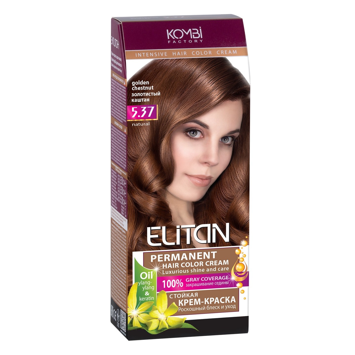 ELITAN permanentná krémová farba na vlasy 5.37 Golden chestnut