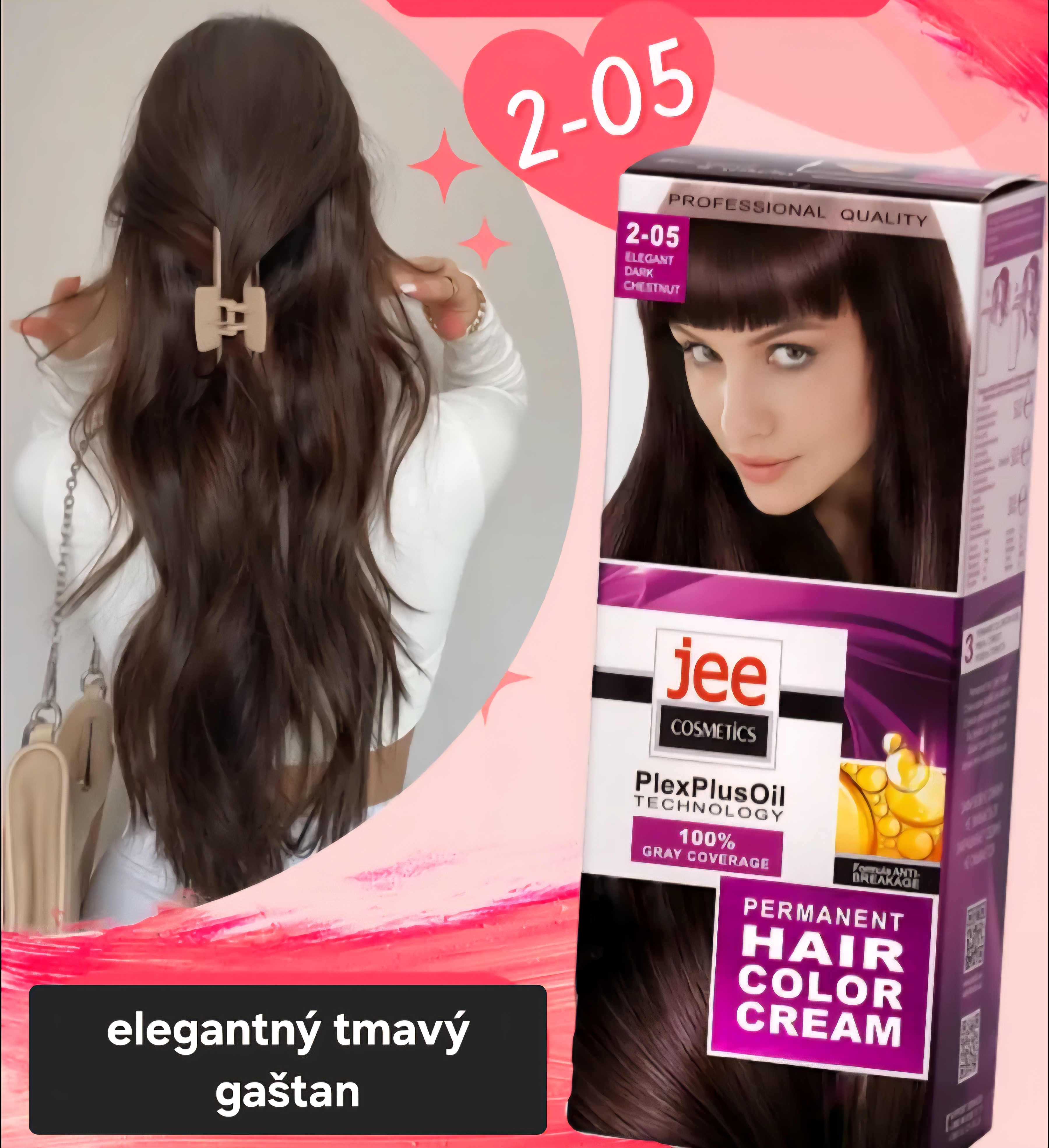 Jee COSMETICS permanentná farba na vlasy 2.05 Elegantný tmavý gaštan