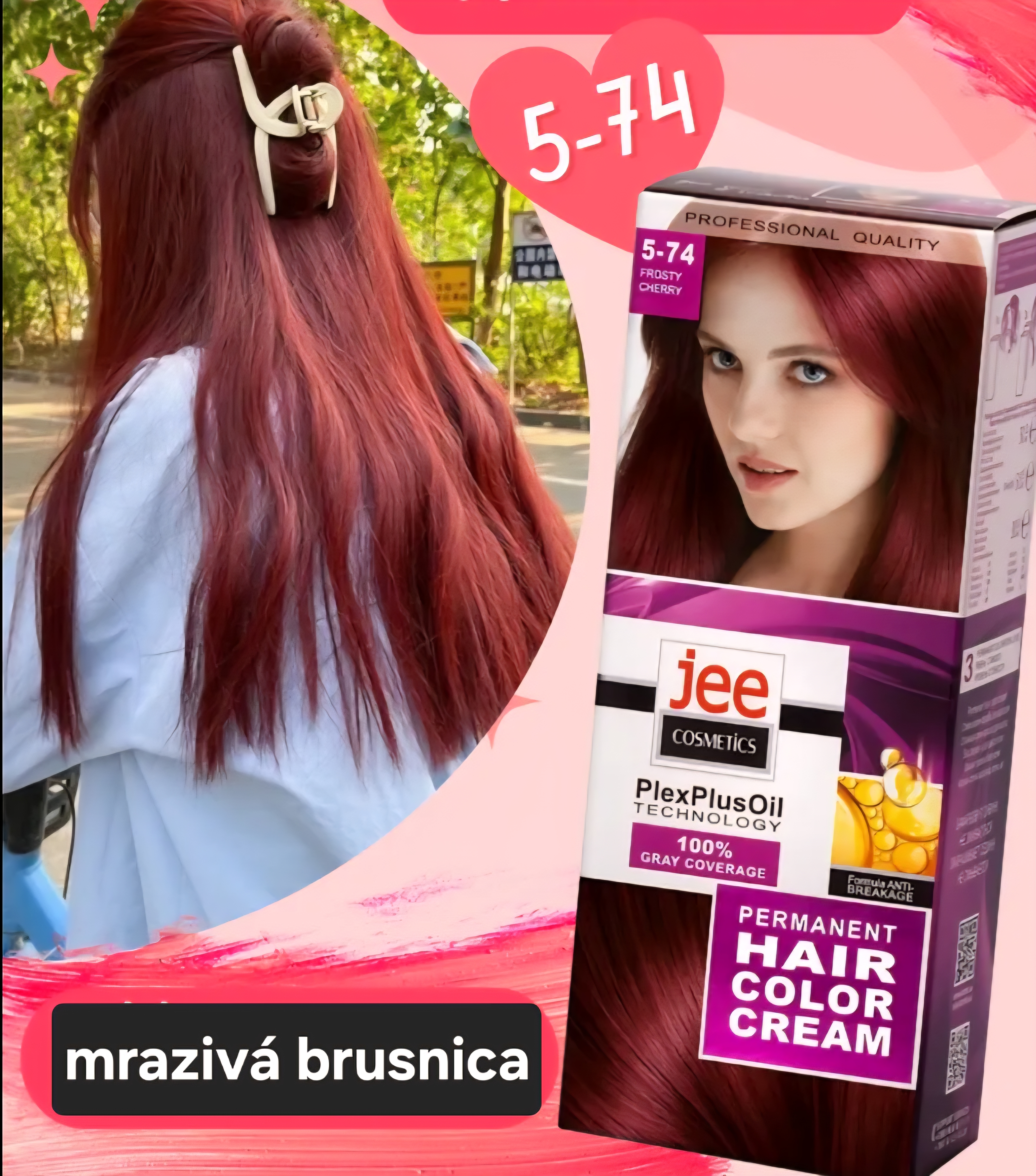 Jee COSMETICS permanentná farba na vlasy 5.74 mrazivá brusnica