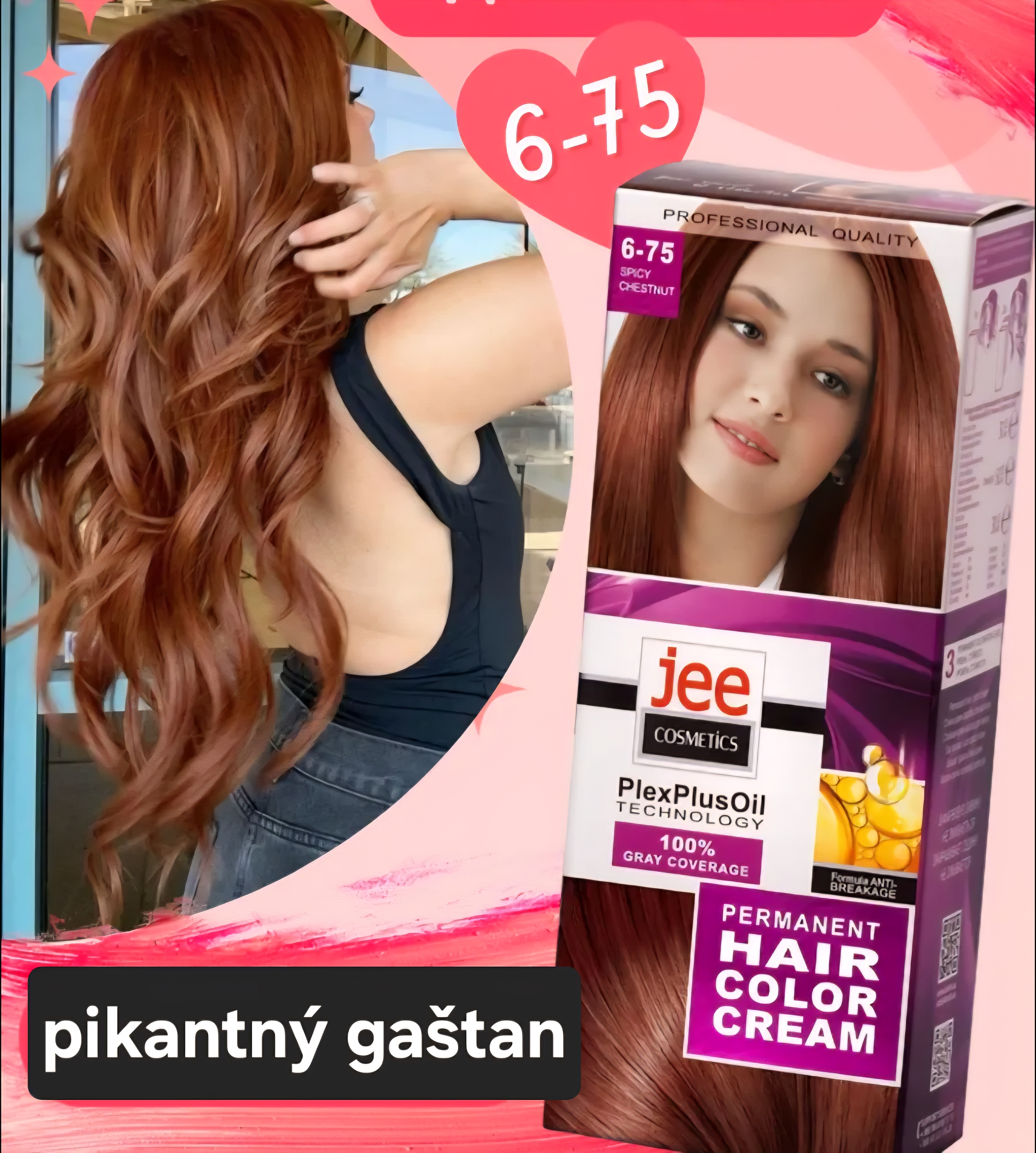Jee COSMETICS permanentná farba na vlasy 6.75 spicy chestnut