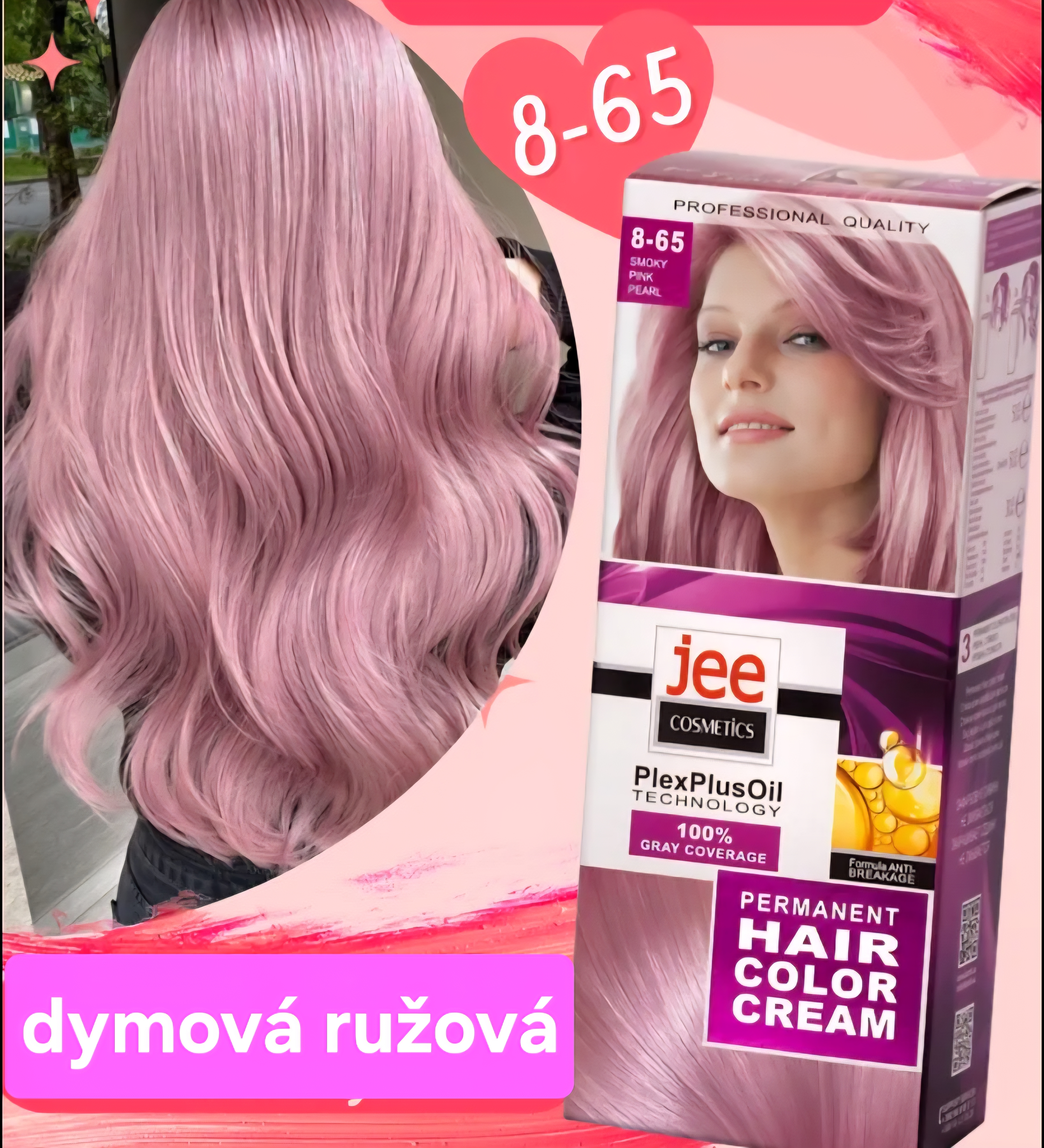 Jee COSMETICS permanentná farba na vlasy 8.65 dymová ružová perla 