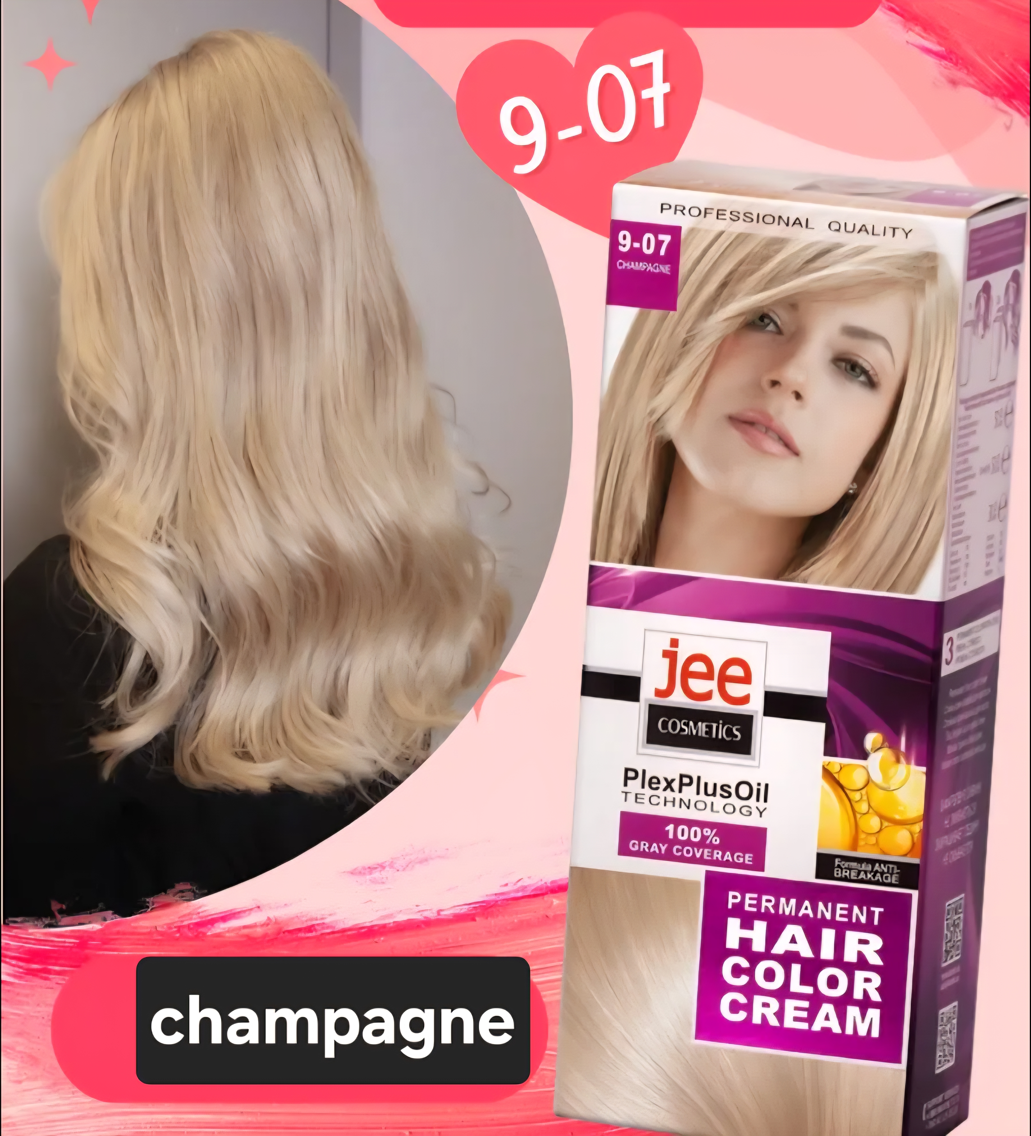 Jee COSMETICS permanentná farba na vlasy 9.07 champagne