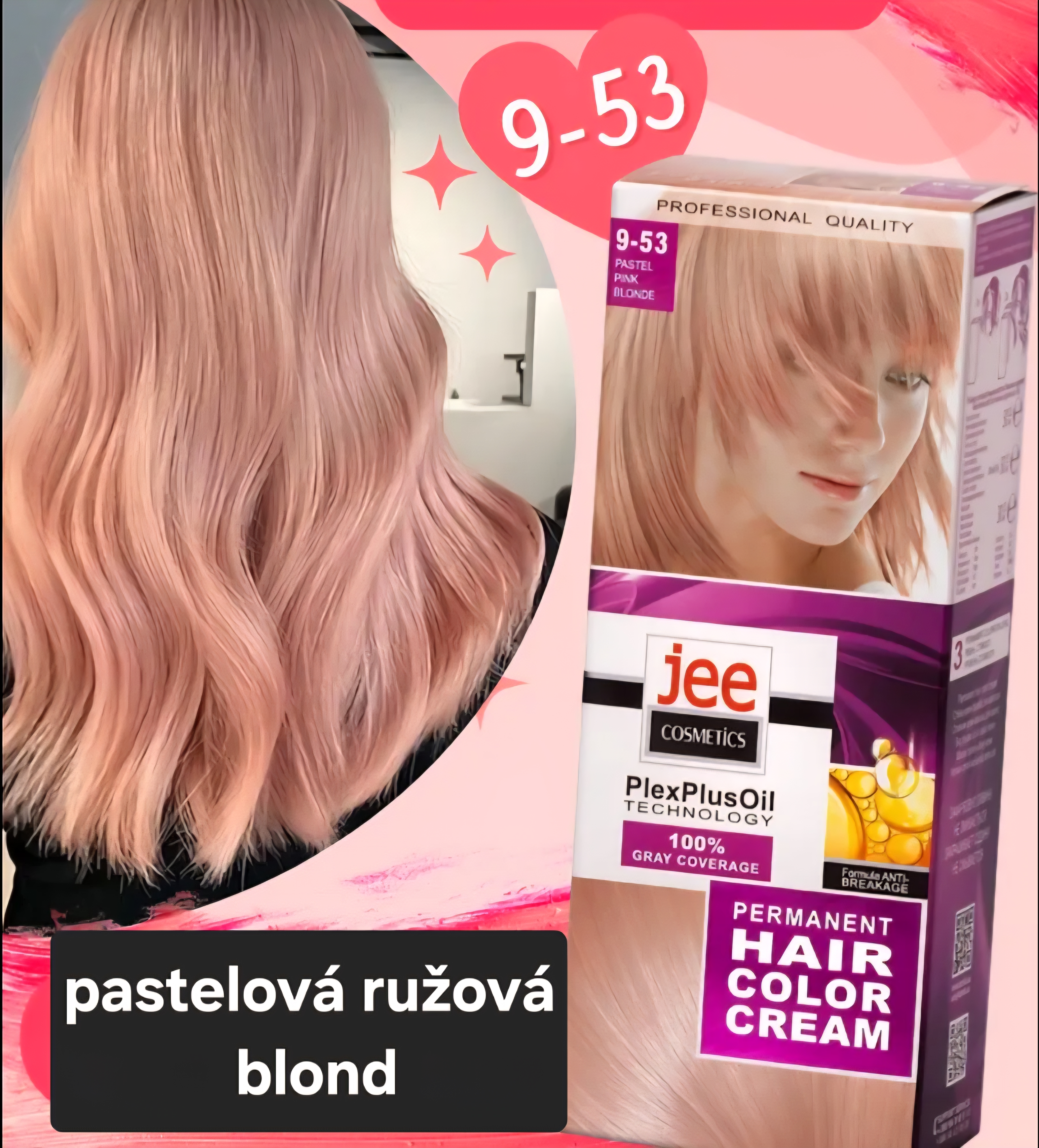 Jee COSMETICS permanentná farba na vlasy 9.53 pastelová ružová blond