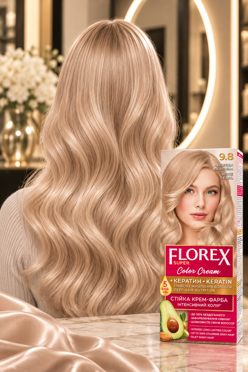 FLOREX permanentná  farba na vlasy  9.8 Perlová béžová