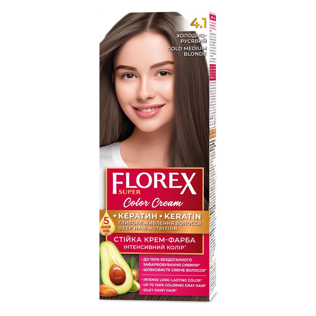 FLOREX permanentná  farba na vlasy  4.1 Cold médium blond