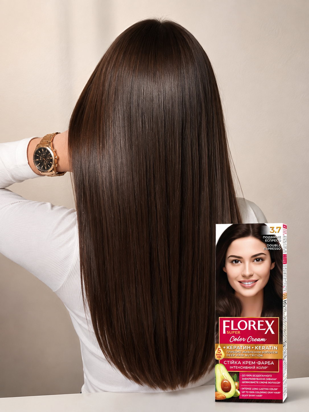 FLOREX permanentná  farba na vlasy  3.7 Double espresso